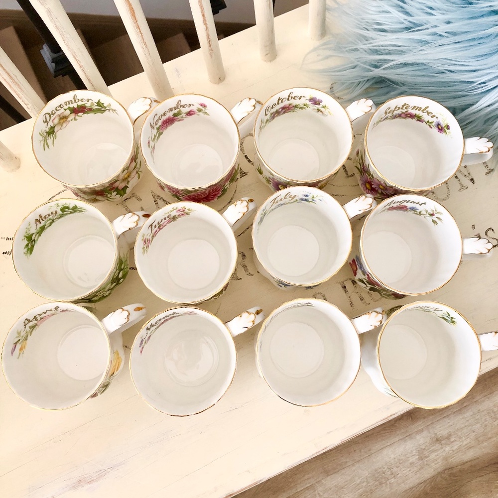 Royal Albert, Bone China, Flower Of The Month Series, China Teacup, Set Of 12 - Picture 14 of 15